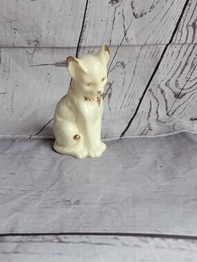 Formalities by Baum Bros Cat Figurine Floral with Gold Trim 5in READ